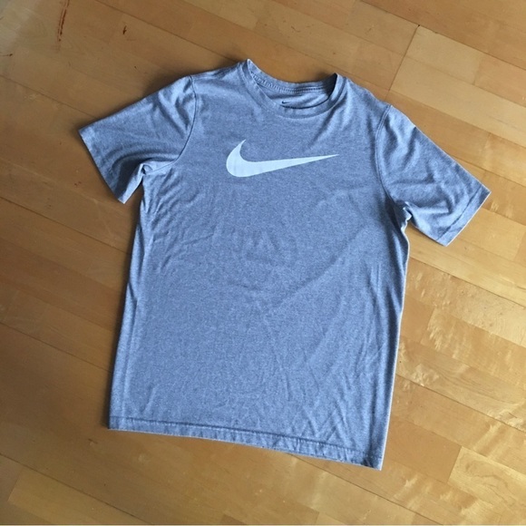 Nike Logo Short Sleeve Tee, Gray, White, Size XL (Youth) - Picture 15 of 16